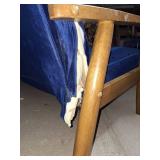 Sorrento Navy Blue Velvet Walnut Finished Wooden 3-seater Sofa