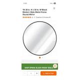 32x32 round mirror black