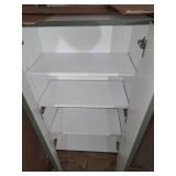 Forest green pantry cabinet and wall cabinet