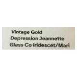 Amber Iridescent "Jeannette" Depression Glass Misc Serving Pieces - Leaf & Floral Engraving, Footed & Clear