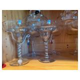 Crystal Twisted Stem Wine Glasses - Clear Faceted Bowls, Elegant Stemware