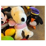 Two Kubota L5030 Toy Tractors with Disney Plush Toys & Wooden Blocks in Sterilite Tote