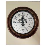 Palais Cardinal Wall Clock with Fleur-de-lis Dial - Vintage Round Brown Copper Frame