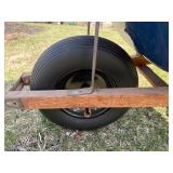 Wheelbarrow with Blue Metal Tub & Wooden Handles - Single Wheel