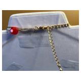 Red Bead Necklace Set with Treska Sunburst Pendant & Silver Tone Charm Necklaces