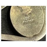 Sterling Silver Pendants - Pair with Oval Cabochons, 925 Mexico - quarter pictured for sizing