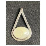 Sterling Silver Pendants - Pair with Oval Cabochons, 925 Mexico - quarter pictured for sizing