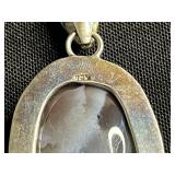 Sterling Silver Oval Pendants - Labradorite & Pink Agate (Lot of 2) - quarter pictured for sizing