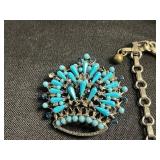 Vintage Jewelry Collection: Rhinestone Necklace, Turquoise & Crystal Brooches, Pins - all missing stones or back pins