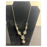 Vintage Jewelry Collection: Rhinestone Necklace, Turquoise & Crystal Brooches, Pins - all missing stones or back pins