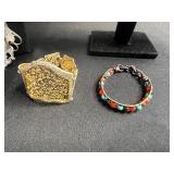 Lot of Bracelets Inc Amethyst Chip Bracelet and Silver Tone Necklace w Charms