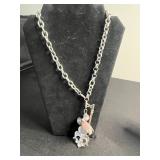 Lot of Bracelets Inc Amethyst Chip Bracelet and Silver Tone Necklace w Charms