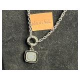 Lot of 3 Necklaces Inc Ralph Lauren, Sarah Coventry & Navika, Swan Pendant, Heart Charm Bracelet - quarter pictured for sizing