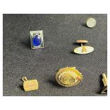 Lot of Mismatched/Single Cufflinks with Blue Cabochon, Inlays & Turquoise Accents