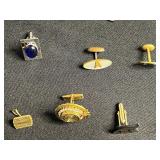 Lot of Mismatched/Single Cufflinks with Blue Cabochon, Inlays & Turquoise Accents