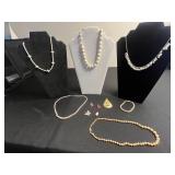 Avon Pearl Necklace - Cream Faux Pearl Bead Strand w Silver Tone Clasp - pearls unauthenticated