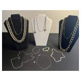 Fashion Jewelry Bundle: Gold-Tone & Silver Chain Necklaces, Beaded Bracelets & Italy Pendant