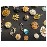Vintage Costume Jewelry Assortment - Earrings, Brooches, Pins & Cameos Odds & Ends for Jewelry Making