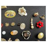 Vintage Costume Jewelry Assortment - Cameos, Brooches, Beads & Earrings Odds & Ends for Jewelry Making