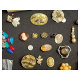 Vintage Costume Jewelry Assortment - Cameos, Brooches, Beads & Earrings Odds & Ends for Jewelry Making