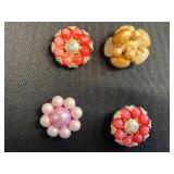 Vintage Button Collection - Floral Brass Buttons, Cameo Cabochons & Pearl Discs