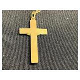 Gold-Tone Rosary Necklace with Pink Beads, Heart Charm & Crucifix Pendant