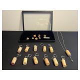 Bird Nests Pendants & Cork Key Chains Jewelry Set - Wire-Wrapped Nest Pendants in Display Case