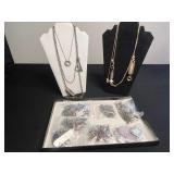 Necklaces & Charms - Mixed-Metal Pendant & Bead Jewelry Lot in Display Case