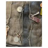 Assorted Trendy Necklaces & Pendants - Agate Slices, Enamel Tiles, Beads in a Display Case