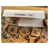 Scrabble Tiles with Silver Chains - Wooden Letter Tiles in Display Case for Jewelry Making