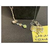 Lariat Necklaces & Vintage Costume Jewelry with Key Charms in Display Case