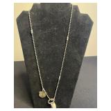 Assorted Silver-Tone Pendant Necklaces with Charms, Beads & Keys in Display Case