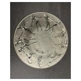 Decorative Frosted Glass Plate with Dancing Silhouettes - 9 in Diameter