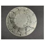 Art Glass Plate with Dancing Figures Relief - 9 inch Round Decorative Plate