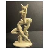 Nude Female Figure on Stylized Tree Sculpture - Made in Italy Ivory Finish