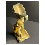Bronze Finish Nude Female Figure Sculpture with Draped Backdrop - see crack