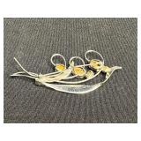 Staret Floral Brooch with Clear Crystals