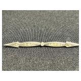 Sterling Art Deco Bar Pin with Pavé Stones - quarter for size