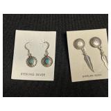 Sterling Silver Sunburst Turquoise Earrings - 2 Pairs