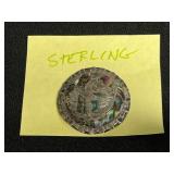 Sterling Abalone Mosaic Circular Brooch/Pendant with Pin Back