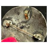 Sterling Abalone Mosaic Circular Brooch/Pendant with Pin Back