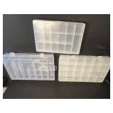 3-Pack Clear Plastic Storage Organizer Boxes with Lids and Compartments