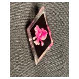 Sarah Coventry Gold-Tone Tassel Necklace, Black Bead Necklace, Green Bead Necklace, Pink Orchid Pendant, KIM Crescent Pin