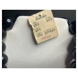 Sarah Coventry Gold-Tone Tassel Necklace, Black Bead Necklace, Green Bead Necklace, Pink Orchid Pendant, KIM Crescent Pin