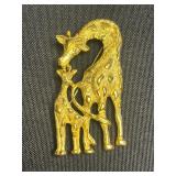 Three-Piece Necklace Set - Garnet Red & Mint Bead Necklace, White Bone Collar, Brown Bead Chain, Giraffe Pin