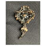 B. David Jewelry Pins w Gold-Tone Chain Necklace, Black Bead Necklace, Ornate Silver Fringe Necklace