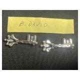 B. David Jewelry Pins w Gold-Tone Chain Necklace, Black Bead Necklace, Ornate Silver Fringe Necklace