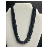 B. David Jewelry Pins w Gold-Tone Chain Necklace, Black Bead Necklace, Ornate Silver Fringe Necklace