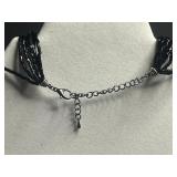 B. David Jewelry Pins w Gold-Tone Chain Necklace, Black Bead Necklace, Ornate Silver Fringe Necklace