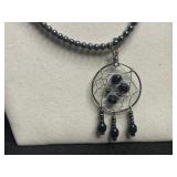 Necklace Set - Gold Disc VCLM Necklace, Dreamcatcher Necklace, Faux Pearl Necklace w Matching Earrings, Rhinestone Necklace